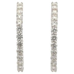 Roberto Coin Large Inside Outside Diamond 18K White Gold Hoop Earrings