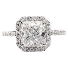 Bague de fiançailles solitaire en platine 950, certifiée GIA, avec diamant coussin de 3ct