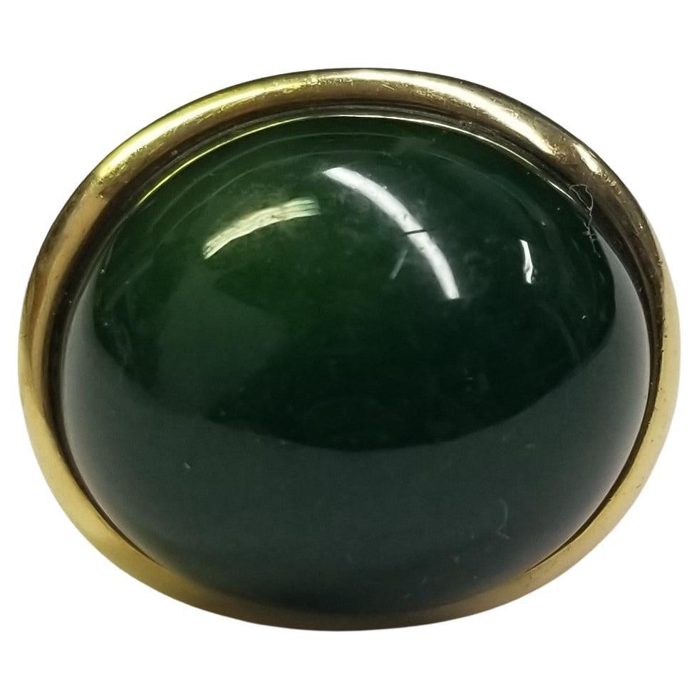 Tiffany & Co. Anillo Peretti Cabujón Jade Verde Oro Amarillo 18k Talla 7 en venta