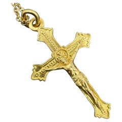 Mene Solid 24k Gold Cross Necklace 16"