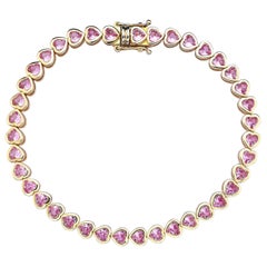 Series Love Bracelet en forme de coeur en saphir rose