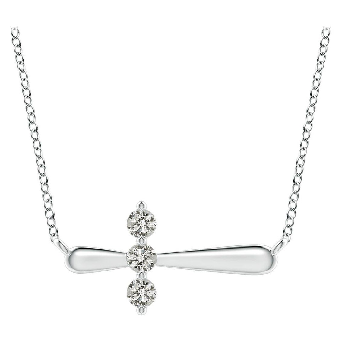 Angara Natural Diamond Sideways Cross Necklace in Platinum for Women