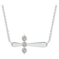 Angara Natural Diamond Sideways Cross Necklace in Platinum for Women