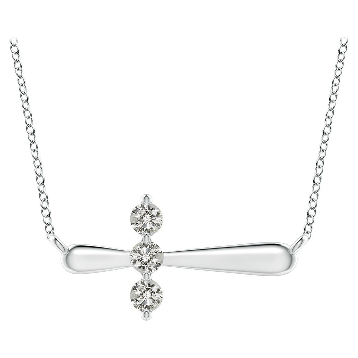 Angara Natural Diamond Sideways Cross Necklace in Platinum for Women