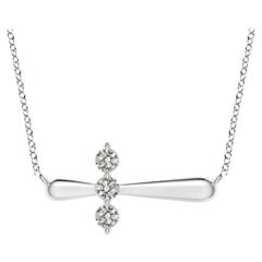 Angara Natural Diamond Sideways Cross Necklace in Platinum for Women