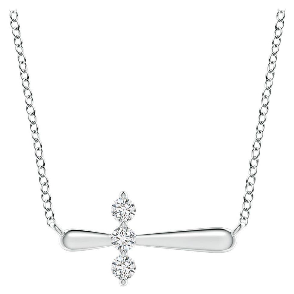 Angara Natural Diamond Sideways Cross Necklace in Platinum for Women