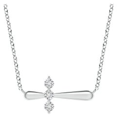Angara Natural Diamond Sideways Cross Necklace in Platinum for Women