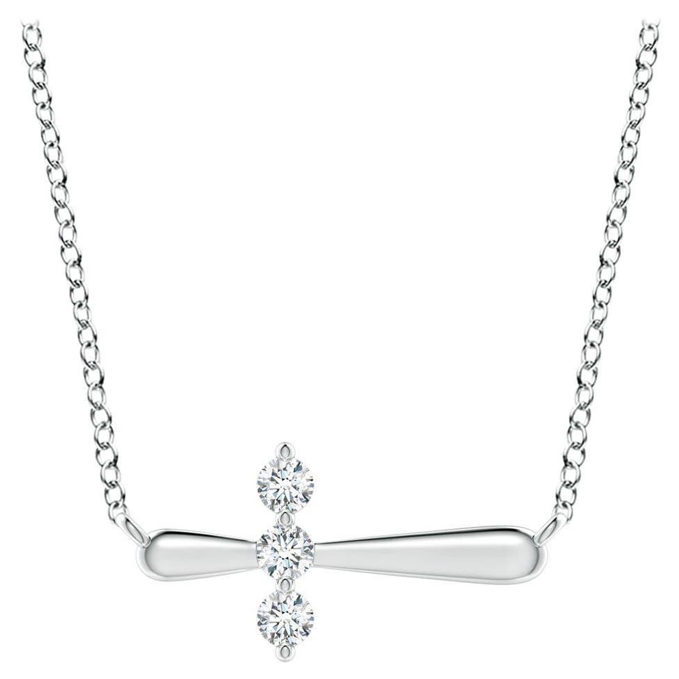 Angara Natural Diamond Sideways Cross Necklace in Platinum for Women