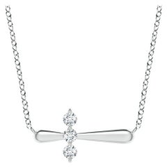 Angara Natural Diamond Sideways Cross Necklace in Platinum for Women
