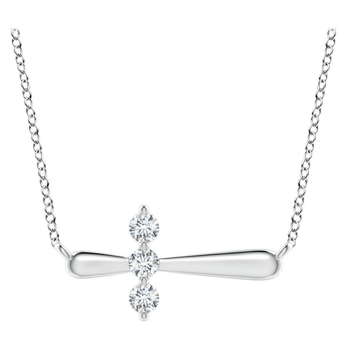 Angara Natural Diamond Sideways Cross Necklace in Platinum for Women