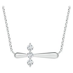 Angara Natural Diamond Sideways Cross Necklace in Platinum for Women