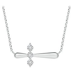 Angara Natural Diamond Sideways Cross Necklace in Platinum for Women