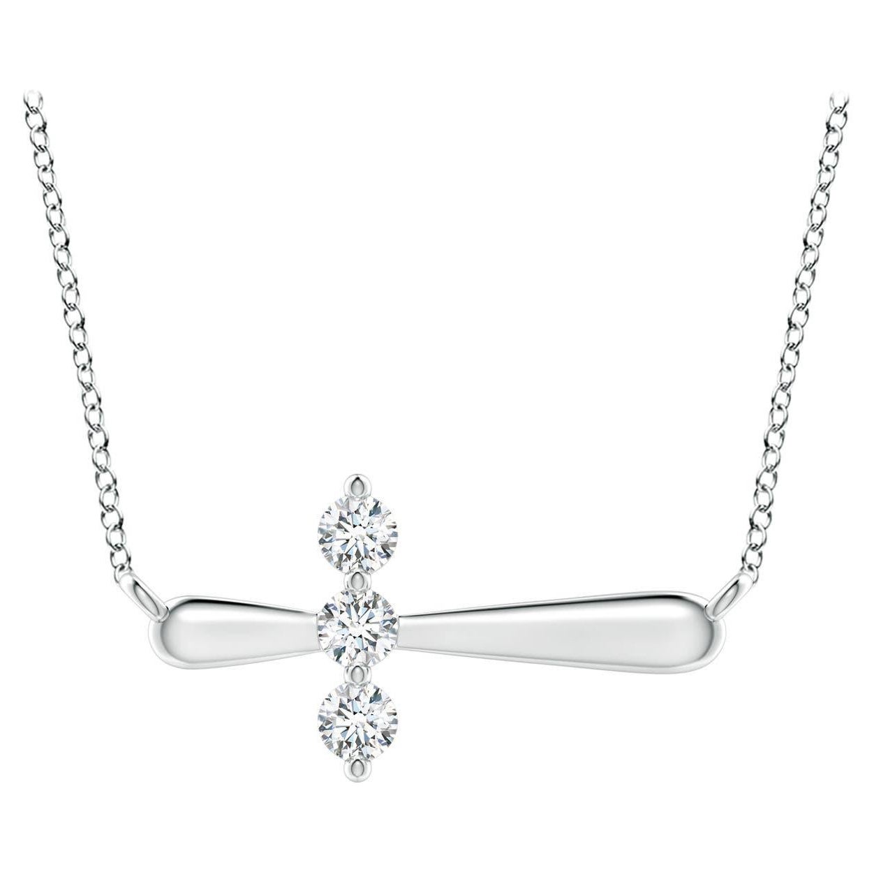 Angara Natural Diamond Sideways Cross Necklace in Platinum for Women
