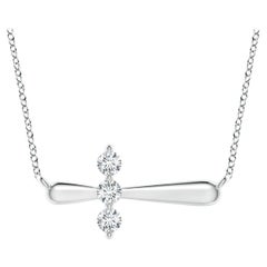 Angara Natural Diamond Sideways Cross Necklace in Platinum for Women