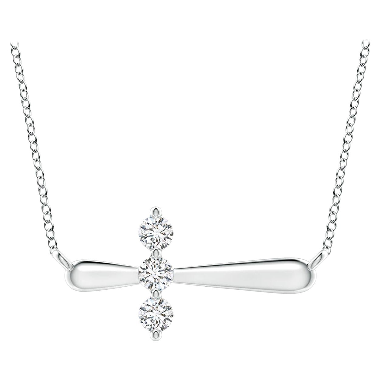 Angara Natural Diamond Sideways Cross Necklace in Platinum for Women