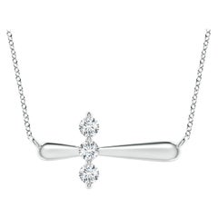 Angara Natural Diamond Sideways Cross Necklace in 925 Sterling Silver for Women