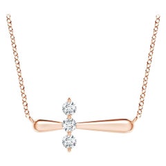 Angara Natural Diamond Sideways Cross Necklace in 14K Rose Gold for Women