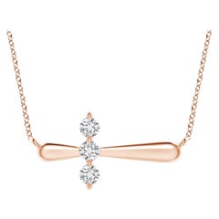 Angara Natural Diamond Sideways Cross Necklace in 14K Rose Gold for Women