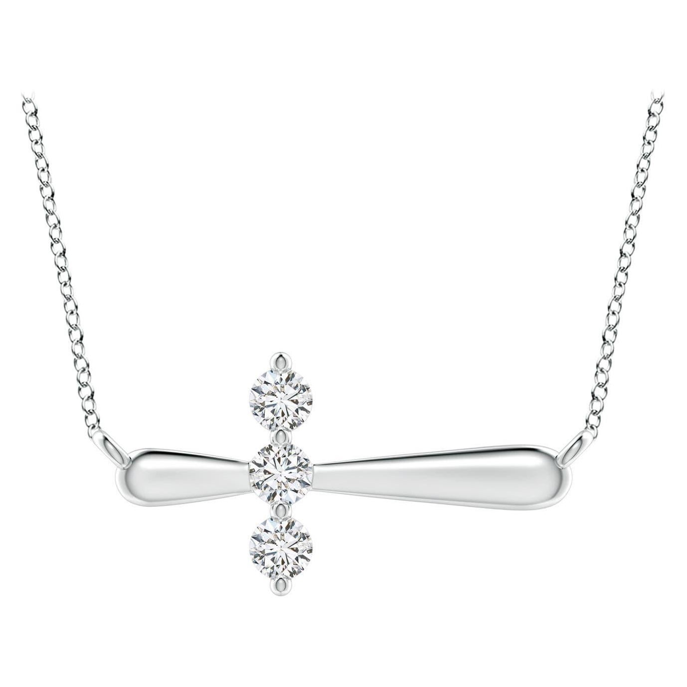 Angara Natural Diamond Sideways Cross Necklace in Platinum for Women