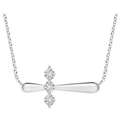 Angara Natural Diamond Sideways Cross Necklace in 925 Sterling Silver for Women