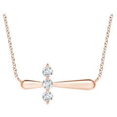 Angara Natural Diamond Sideways Cross Necklace in 14K Rose Gold for Women