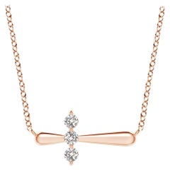 Angara Natural Diamond Sideways Cross Necklace in 14K Rose Gold for Women