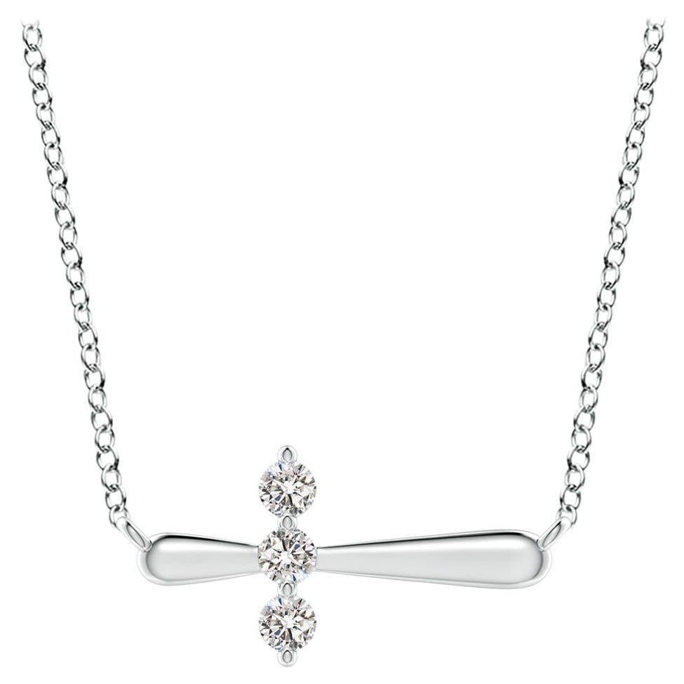 Angara Natural Diamond Sideways Cross Necklace in Platinum for Women For Sale