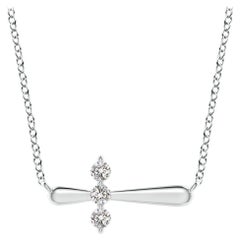 Angara Natural Diamond Sideways Cross Necklace in Platinum for Women