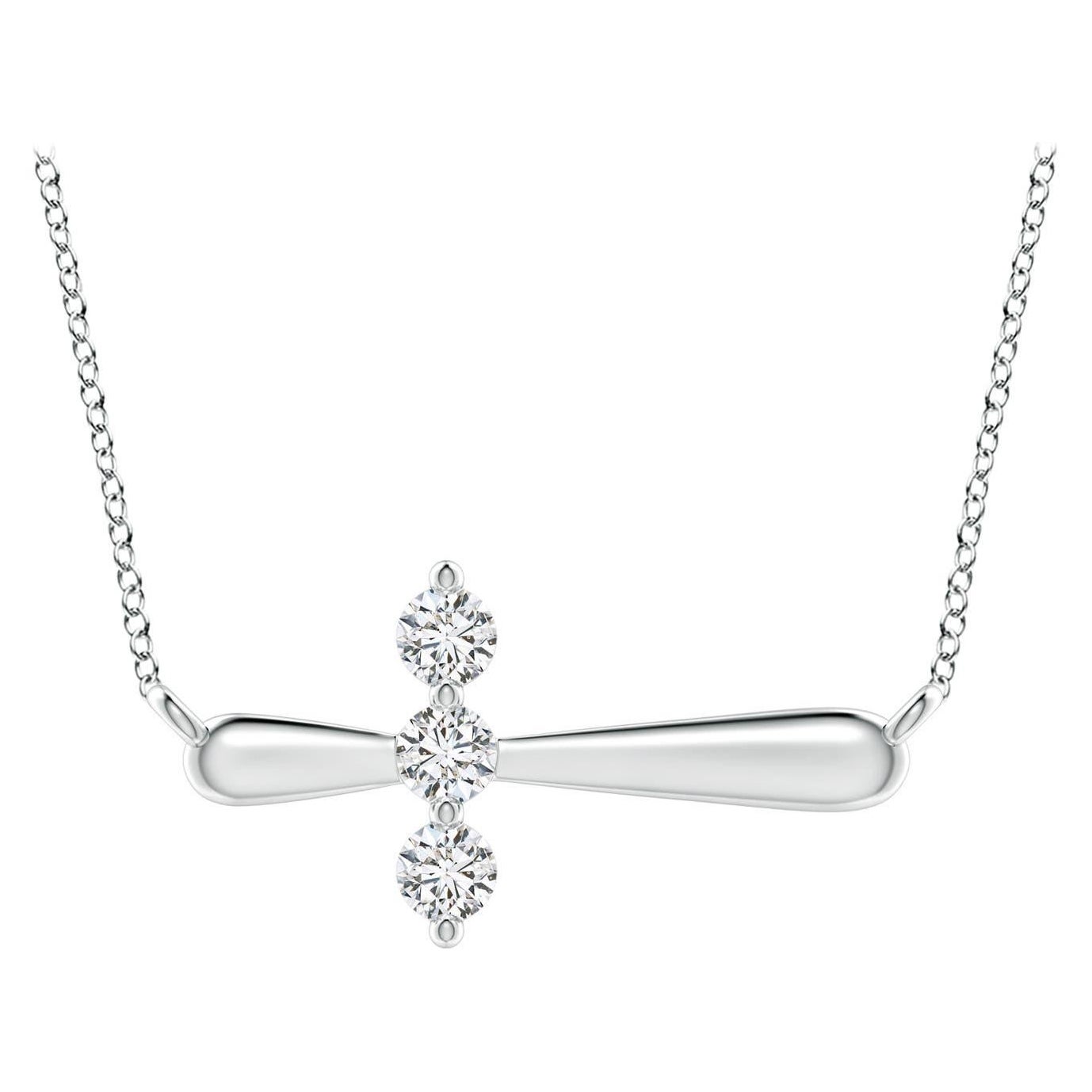 Angara Natural Diamond Sideways Cross Necklace in 925 Sterling Silver for Women