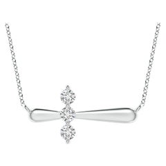 Angara Natural Diamond Sideways Cross Necklace in 925 Sterling Silver for Women