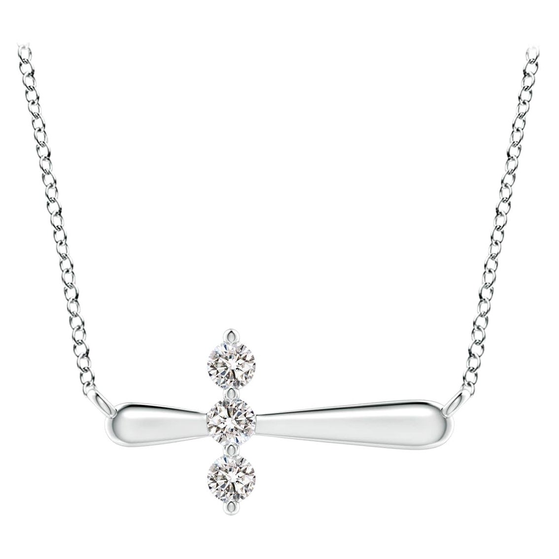 Angara Natural Diamond Sideways Cross Necklace in Platinum for Women