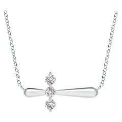 Angara Natural Diamond Sideways Cross Necklace in Platinum for Women