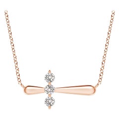 Angara Natural Diamond Sideways Cross Necklace in 14K Rose Gold for Women