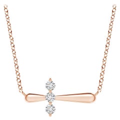 Angara Natural Diamond Sideways Cross Necklace in 14K Rose Gold for Women