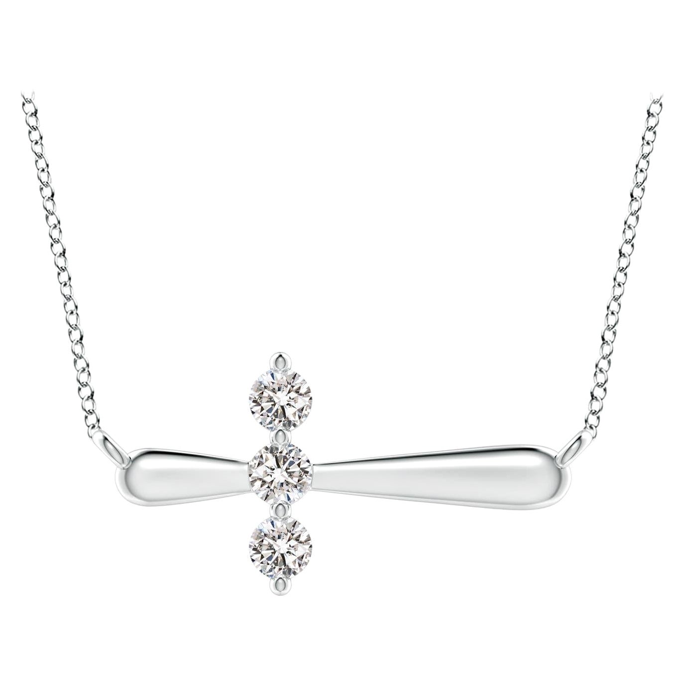 Angara Natural Diamond Sideways Cross Necklace in 925 Sterling Silver for Women