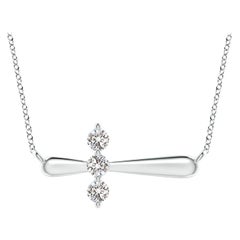 Angara Natural Diamond Sideways Cross Necklace in 925 Sterling Silver for Women