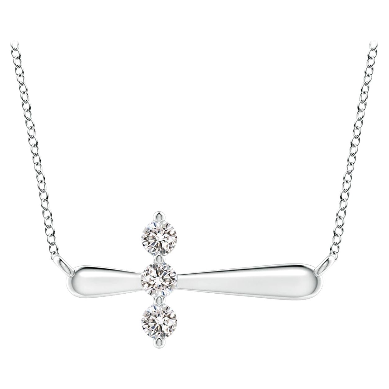 Angara Natural Diamond Sideways Cross Necklace in Platinum for Women For Sale