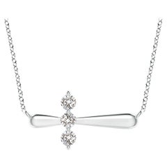 Angara Natural Diamond Sideways Cross Necklace in Platinum for Women