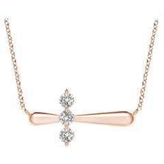Angara Natural Diamond Sideways Cross Necklace in 14K Rose Gold for Women
