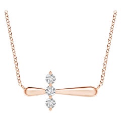 Angara Natural Diamond Sideways Cross Necklace in 14K Rose Gold for Women