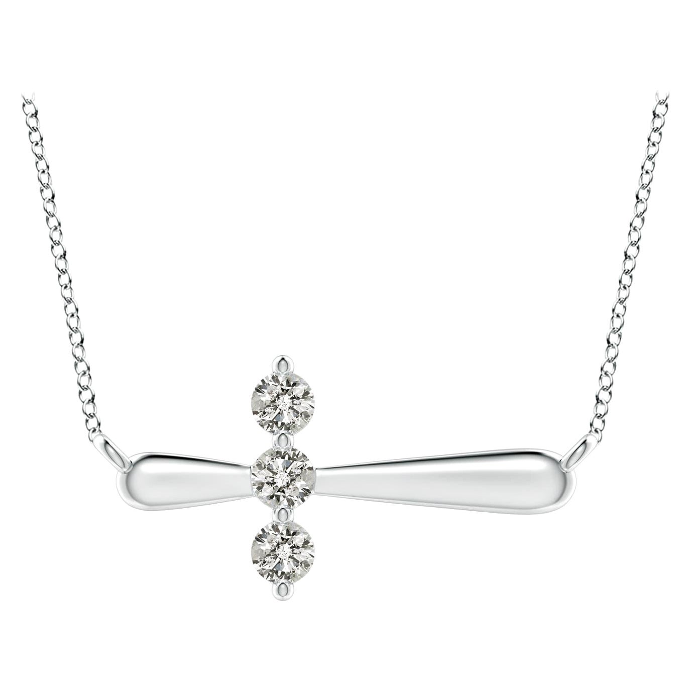 Angara Natural Diamond Sideways Cross Necklace in 925 Sterling Silver for Women