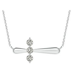 Angara Natural Diamond Sideways Cross Necklace in 925 Sterling Silver for Women