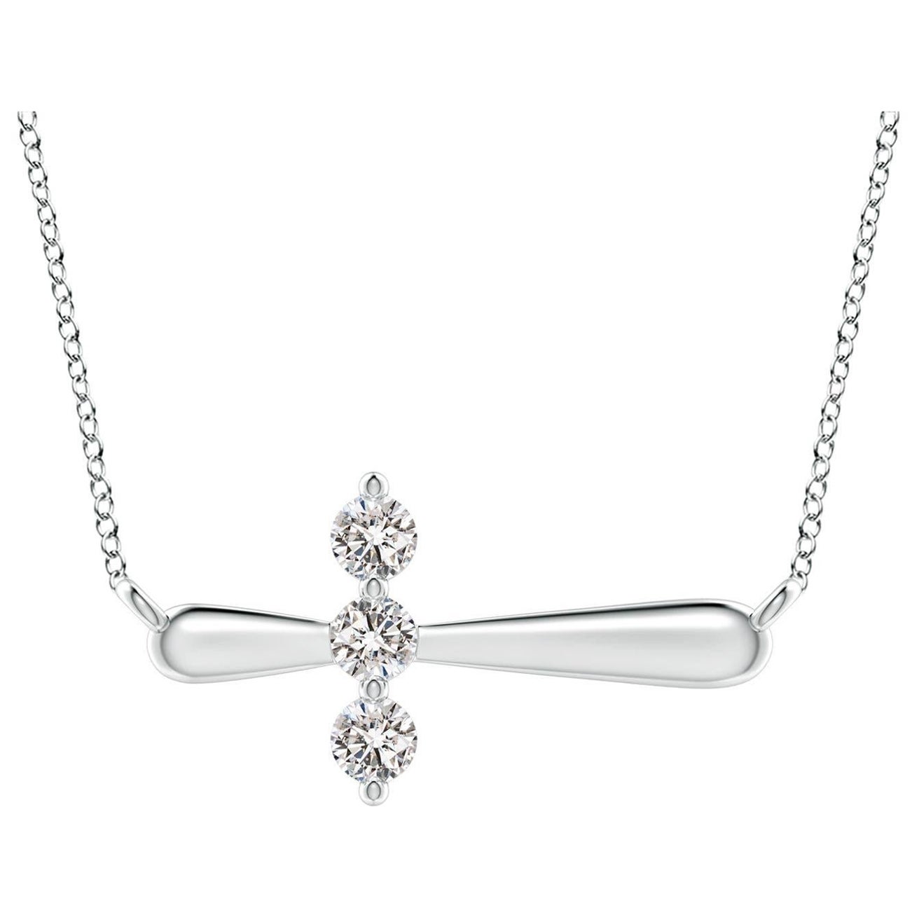 Angara Natural Diamond Sideways Cross Necklace in Platinum for Women