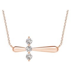 Angara Natural Diamond Sideways Cross Necklace in 14K Rose Gold for Women