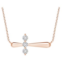 Angara Natural Diamond Sideways Cross Necklace in 14K Rose Gold for Women