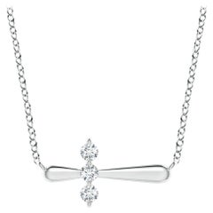 Angara Natural Diamond Sideways Cross Necklace in 14K White Gold for Women