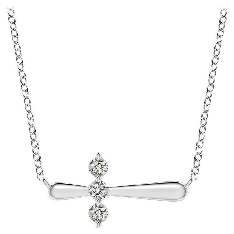 Angara Natural Diamond Sideways Cross Necklace in Platinum for Women