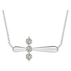 Angara Natural Diamond Sideways Cross Necklace in 14K White Gold for Women