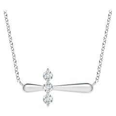Angara Natural Diamond Sideways Cross Necklace in 14K White Gold for Women