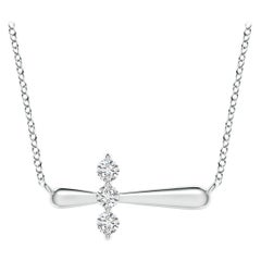Angara Natural Diamond Sideways Cross Necklace in 14K White Gold for Women